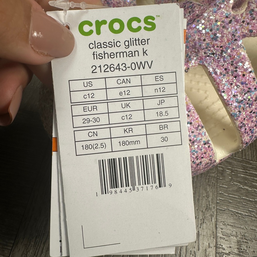 Crocs Fisherman Sandals Kids C12 Pink Purple Glitter Sparkle NEW - Picture 8 of 8